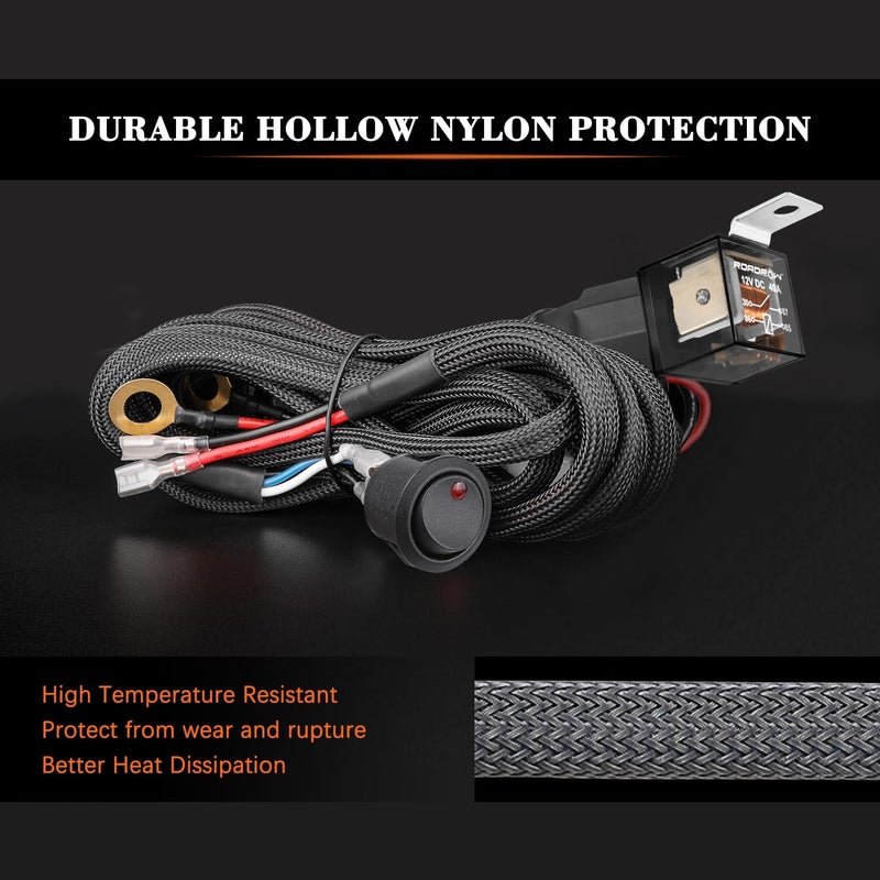 Auto Power Plus LED Light Bar Wiring Harness Kit Auto Power Plus 450W 12V 30A Fuse Relay 1 Lead Off Road Driving Light Wiring Harness Fog Lights Work Cube Light LED Pod Lights Wire Kit for Jeep Truck UTV ATV Boat - Image 4